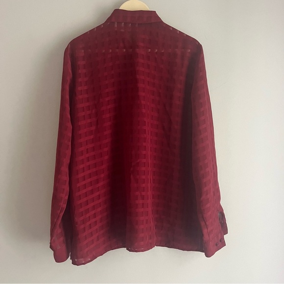 Red button up long sleeve women’s blouse top size 10 medium Liz baker - Picture 5 of 6